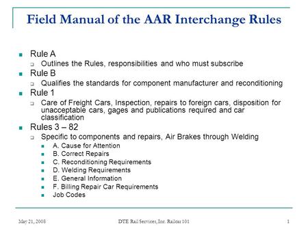 Field Manual of the AAR Interchange Rules