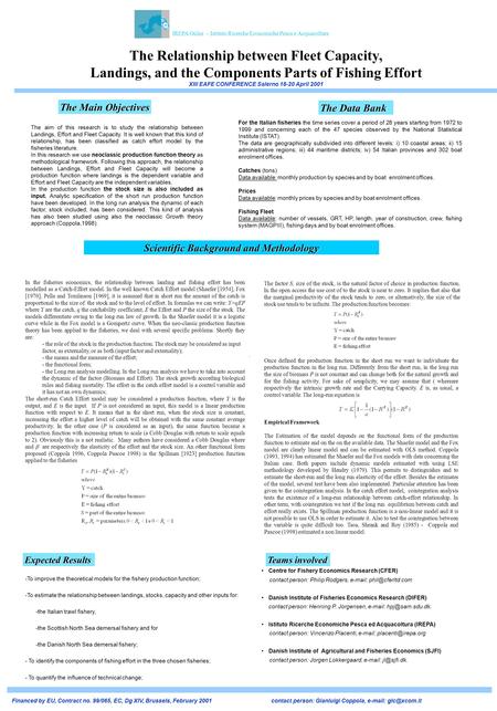 IREPA Onlus – Istituto Ricerche Economiche Pesca e Acquacoltura The Relationship between Fleet Capacity, Landings, and the Components Parts of Fishing.