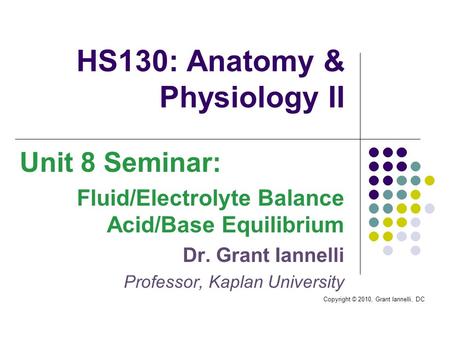 HS130: Anatomy & Physiology II