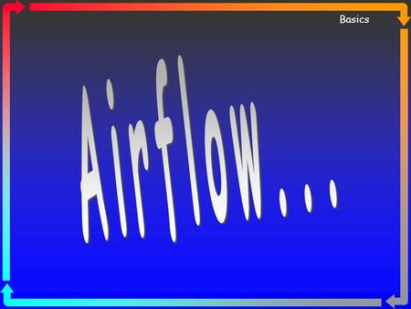 Basics Air Flow Basics -Air is invisible -Everyone assumes adequate airflow -Frequently airflow is 30%-50% low -Cooling – 400 CFM per ton -Heating.