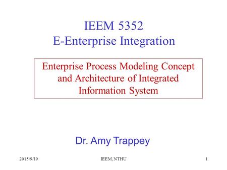 IEEM 5352 E-Enterprise Integration