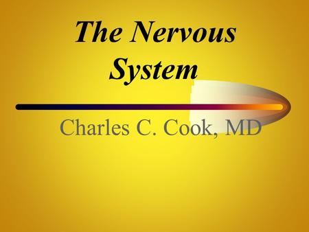 The Nervous System Charles C. Cook, MD.