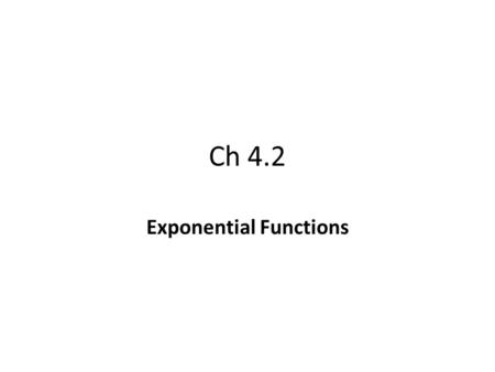 Exponential Functions