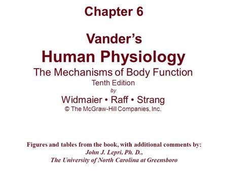 Human Physiology Chapter 6 The Mechanisms of Body Function