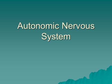 Autonomic Nervous System