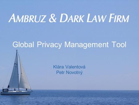 Global Privacy Management Tool Klára Valentová Petr Novotný.