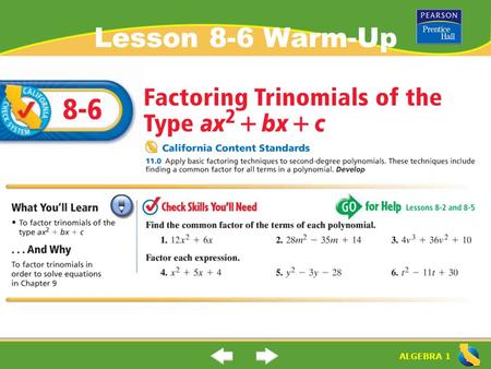 Lesson 8-6 Warm-Up.