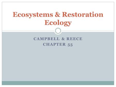 Ecosystems & Restoration Ecology