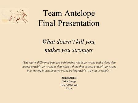 Team Antelope Final Presentation