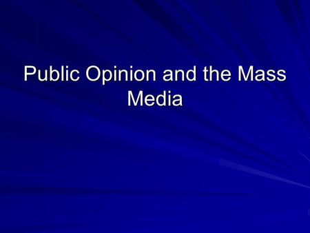 Public Opinion and the Mass Media. Appetizer Name and describe four types of propaganda we talked about last week.