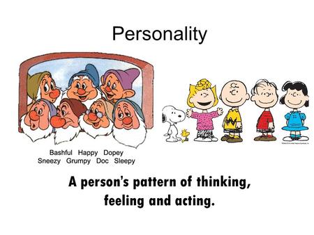 A person’s pattern of thinking, feeling and acting.