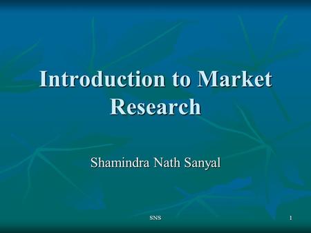 Introduction to Market Research