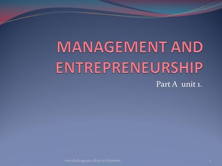 MANAGEMENT AND ENTREPRENEURSHIP