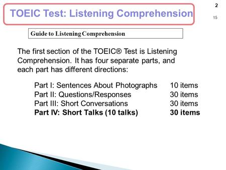 TOEIC Test: Listening Comprehension