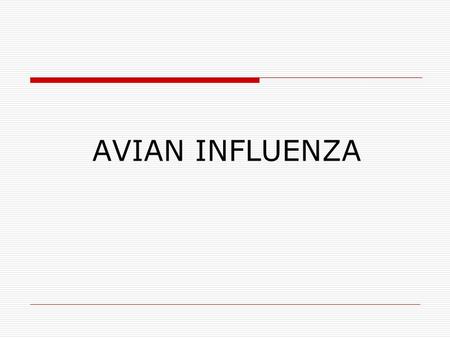 AVIAN INFLUENZA.