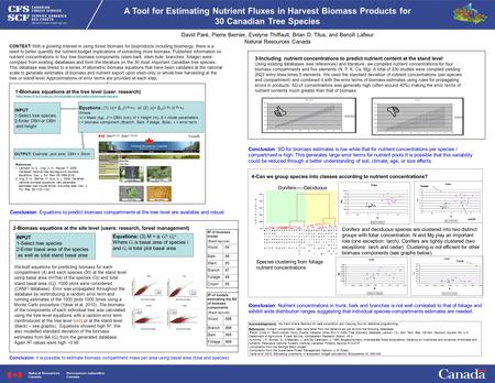 A Tool for Estimating Nutrient Fluxes in Harvest Biomass Products for 30 Canadian Tree Species CONTEXT: With a growing interest in using forest biomass.