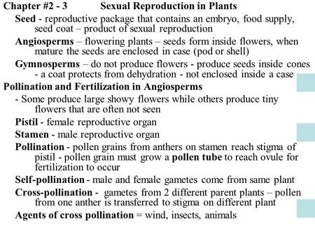 Chapter # Sexual Reproduction in Plants