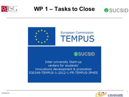 20-09-2015 1 WP 1 – Tasks to Close. WP1 – Timeschedule 20-09-2015 2.