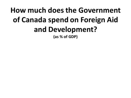 How much does the Government of Canada spend on Foreign Aid and Development? (as % of GDP)