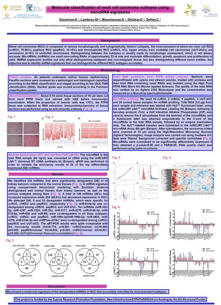 Molecular classification of renal cell carcinoma subtypes using microRNA signatures Zaravinos A 1, Lambrou GI 2, Mourmouras N 3, Delakas D 3, Deltas C.