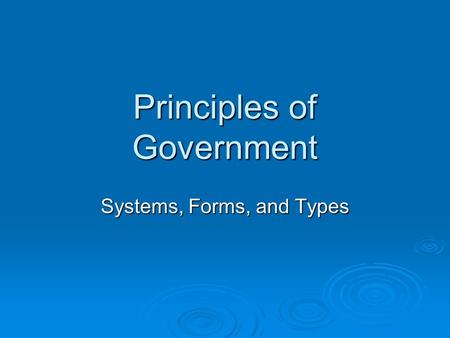 Principles of Government