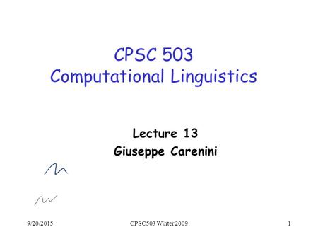 CPSC 503 Computational Linguistics