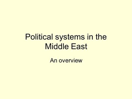 Political systems in the Middle East