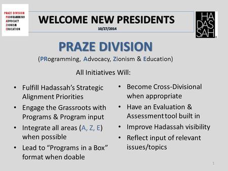 PRAZE DIVISION (PRogramming, Advocacy, Zionism & Education)