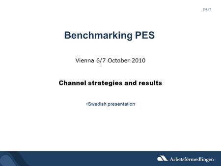 Bild 1 Vienna 6/7 October 2010 Channel strategies and results Swedish presentation Benchmarking PES.