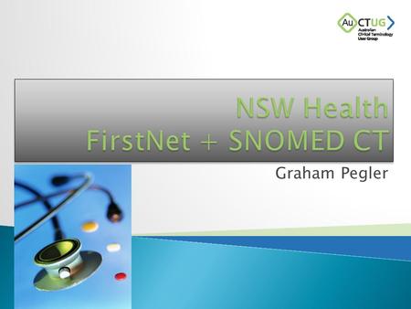 Graham Pegler.  National ED Termset for Presenting Problem and Diagnosis  NEHTA announces SNOMED CT for the Electronic Health Record  FirstNet module.