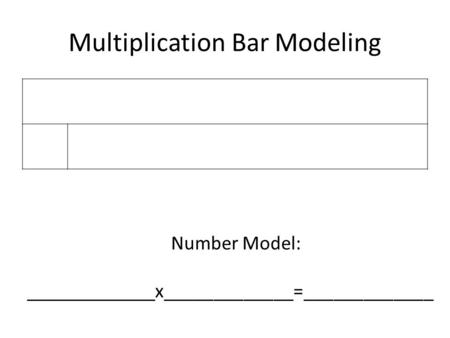 Multiplication Bar Modeling Number Model: _____________x_____________=_____________.