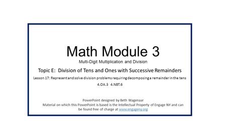 Math Module 3 Multi-Digit Multiplication and Division