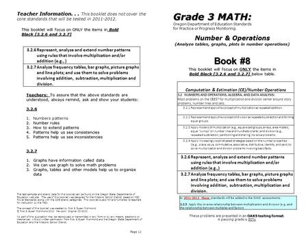 Number & Operations (Analyze tables, graphs, plots in number operations) Page 11 Computation & Estimation (CE)/Number Operations 3.2 NUMBERS AND OPERATIONS,