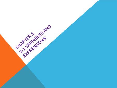 CHAPTER 1 1-1 VARIABLES AND EXPRESSIONS. VARIABLES AND EXPRESSIONS Objectives: Translate between words and algebraic expressions Evaluate algebraic expressions.