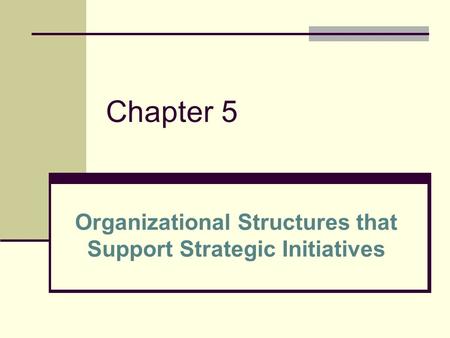 Organizational Structures that Support Strategic Initiatives