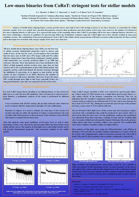 Low-mass binaries from CoRoT: stringent tests for stellar models Abstract: Analyses of double-lined eclipsing binary systems provide masses and radii of.