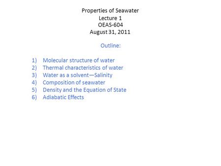 Properties of Seawater