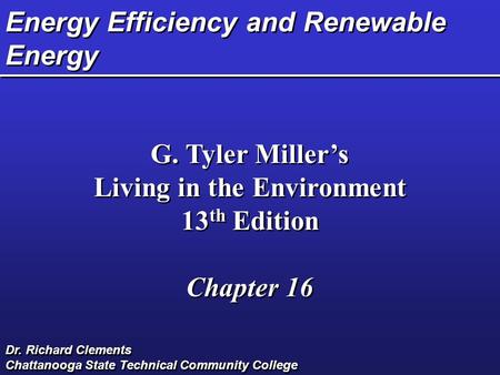 Energy Efficiency and Renewable Energy