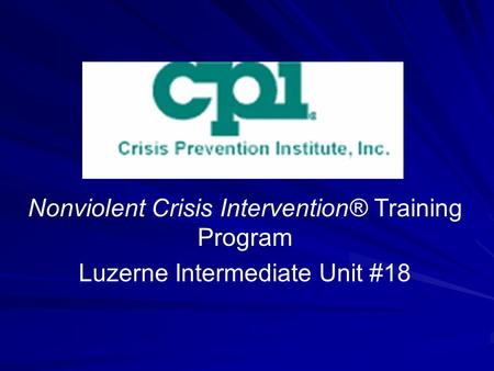 Nonviolent Crisis Intervention® Training Program