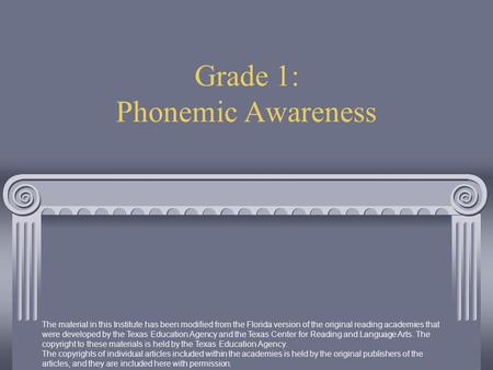 Grade 1: Phonemic Awareness