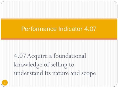 Performance Indicator 4.07