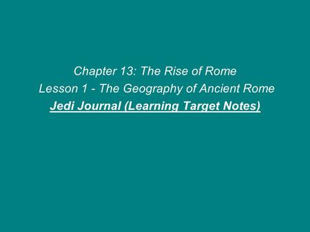 Jedi Journal (Learning Target Notes)