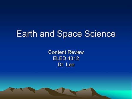 Earth and Space Science