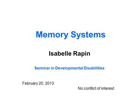 Seminar in Developmental Disabilities