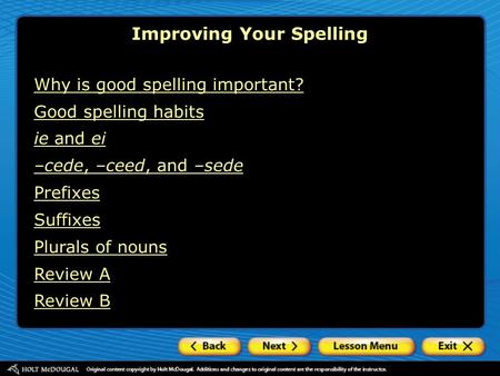 Improving Your Spelling