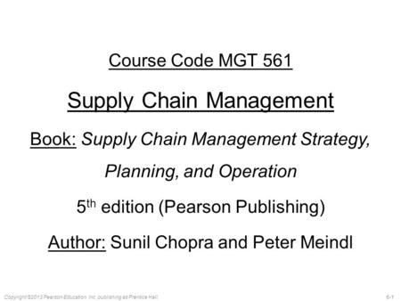 Supply Chain Management