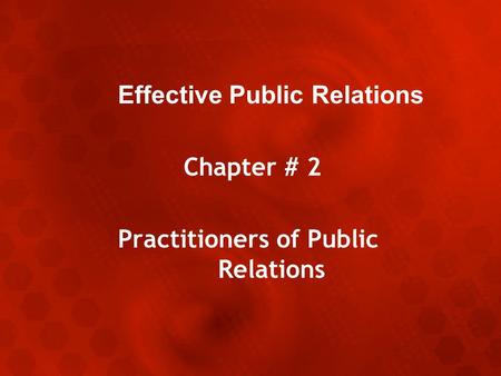 Effective Public Relations