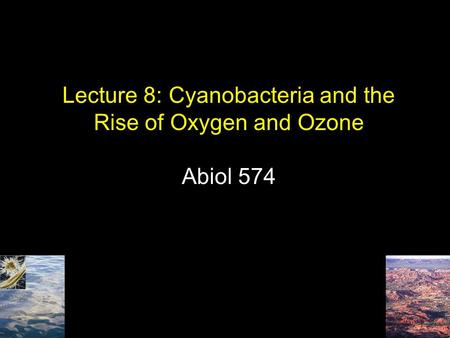 Lecture 8: Cyanobacteria and the Rise of Oxygen and Ozone Abiol 574.