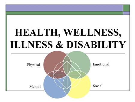 HEALTH, WELLNESS, ILLNESS & DISABILITY