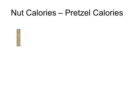 Nut Calories – Pretzel Calories. Mass = 4.12g Nut Calories – Pretzel Calories Mass = 4.12g Mass Al Cup= 27.65 g.